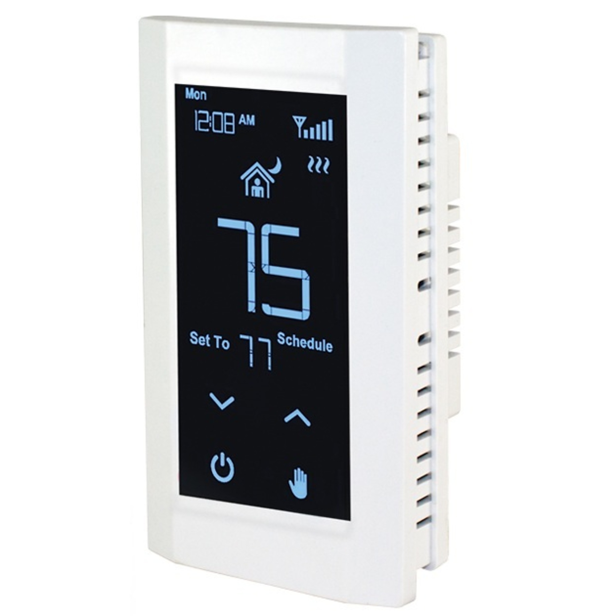 King Electric Hoot Line Voltage Smart WiFi Programmable Thermostat, 120/208/240V, Single Pole, 3-Wire, White, K901-DB-W